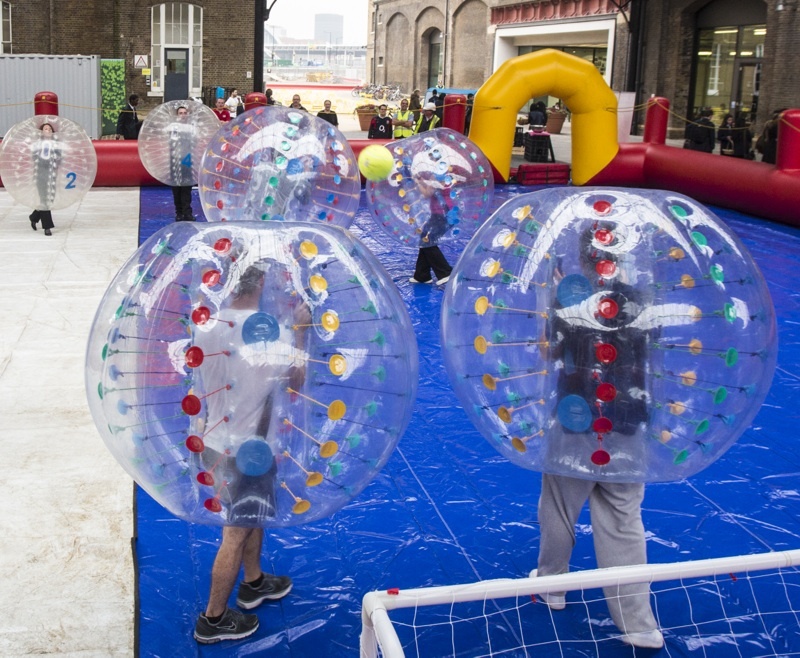 Kids Playing Bubble Football